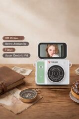 Torima Mini Dijital Kamera 2K Flip Ekranlı Selfie Video Vlog Kamerası CMR46 Yeşil