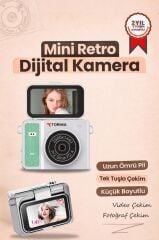 Torima Mini Dijital Kamera 2K Flip Ekranlı Selfie Video Vlog Kamerası CMR46 Yeşil