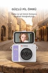 Torima Mini Dijital Kamera 2K Flip Ekranlı Selfie Video Vlog Kamerası CMR46 Mor