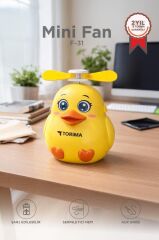 Şarjlı El Vantilatörü Sevimli Kuş Figürlü Mini Taşınabilir Fan F31 Sarı
