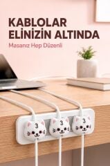 Kedi Figürlü Manyetik Kablo Düzenleyici CH01 Beyaz