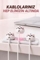 Kedi Figürlü Manyetik Kablo Düzenleyici CH01 Beyaz
