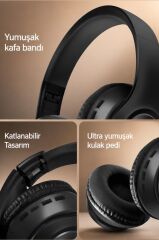 Bluetooth Kulaklık Kulak Üstü Kablosuz Stereo Kulaklık P6 Siyah