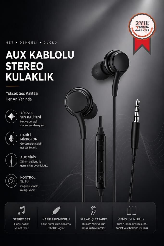 Kablolu Kulaklık Jack Girişli Kulak İçi Kulaklık S10 Siyah