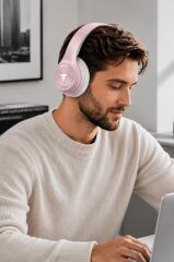 Bluetooth Kulaklık Kulak Üstü Kablosuz Stereo Kulaklık P68 Pembe