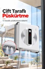 Torima Cam Silme Robotu Çift Yönlü Su Püskürtmeli Uzaktan Kumandalı Cam Temizleme Robot S13 Beyaz