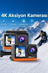 Aksiyon Kamerası Ultra Hd Wifi 4K Su Geçirmez Kamera AC03 Siyah