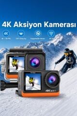 Aksiyon Kamerası Ultra Hd Wifi 4K Su Geçirmez Kamera AC03 Siyah