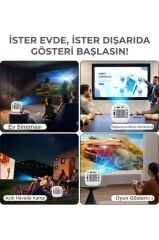 Projeksiyon Cihazı Taşınabilir Retro Video Konsolu Android Akıllı Projektör P30 Max Mini Beyaz