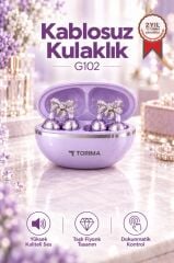 Torima Bluetooth Kulaklık Kulak İçi Kablosuz Klipsli Kulaklık G102 Mor