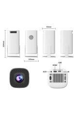 Projeksiyon Cihazı Taşınabilir Retro Video Konsolu Android Akıllı Projektör P30 Max Mini Beyaz
