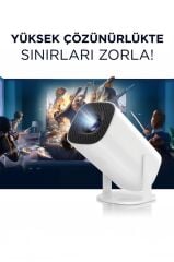 Projeksiyon Cihazı Taşınabilir Retro Video Konsolu Android Akıllı Projektör P30 Max Mini Beyaz