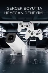 Torima P30 Max Mini Beyaz Taşınabilir Retro Video Konsolu Android Akıllı Projektör Projeksiyon