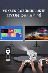 Projeksiyon Cihazı Taşınabilir Retro 1080P Video Konsolu Retro Akıllı Projektör HCS350 Max Beyaz