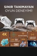 Projeksiyon Cihazı Taşınabilir Retro 1080P Video Konsolu Retro Akıllı Projektör HCS350 Max Beyaz