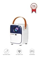 Projeksiyon Cihazı Taşınabilir Ev Sineması 4K 1080P Bluetooth Android Akıllı Projektör T11 Beyaz