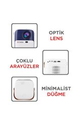 Projeksiyon Cihazı Taşınabilir Ev Sineması 4K 1080P Bluetooth Android Akıllı Projektör T11 Beyaz