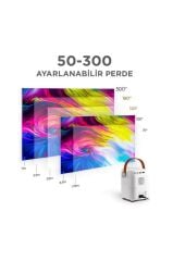 Projeksiyon Cihazı Taşınabilir Ev Sineması 4K 1080P Bluetooth Android Akıllı Projektör T11 Beyaz