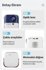 Projeksiyon Cihazı Taşınabilir Ev Sineması 4K 1080P Bluetooth Android Akıllı Projektör T11 Beyaz