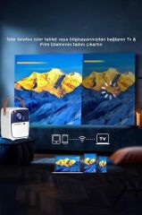 Projeksiyon Cihazı Taşınabilir Ev Sineması 4K 1080P Bluetooth Android Akıllı Projektör T11 Beyaz