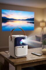 Projeksiyon Cihazı Taşınabilir Ev Sineması 4K 1080P Bluetooth Android Akıllı Projektör T11 Beyaz