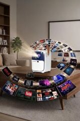 Projeksiyon Cihazı Taşınabilir Ev Sineması 4K 1080P Bluetooth Android Akıllı Projektör T11 Beyaz