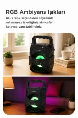 Bluetooth Hoparlör Rgb Işıklı Hafıza Kartı USB ve FM Radyo Destekli Ses Bombası KTS-1057 Siyah