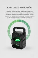 Bluetooth Hoparlör Rgb Işıklı Hafıza Kartı USB ve FM Radyo Destekli Ses Bombası KTS-1057 Siyah