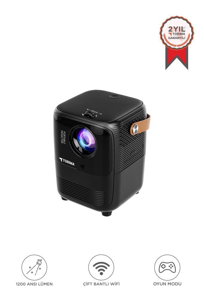 Projeksiyon Cihazı Taşınabilir Ev Sineması 4K 1080P Bluetooth Android Akıllı Projektör T11 Siyah