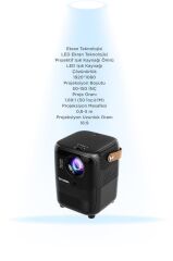 Projeksiyon Cihazı Taşınabilir Ev Sineması 4K 1080P Bluetooth Android Akıllı Projektör T11 Siyah