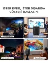 Projeksiyon Cihazı Taşınabilir Ev Sineması 4K 1080P Bluetooth Android Akıllı Projektör T11 Siyah