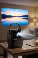 Projeksiyon Cihazı Taşınabilir Ev Sineması 4K 1080P Bluetooth Android Akıllı Projektör T11 Siyah