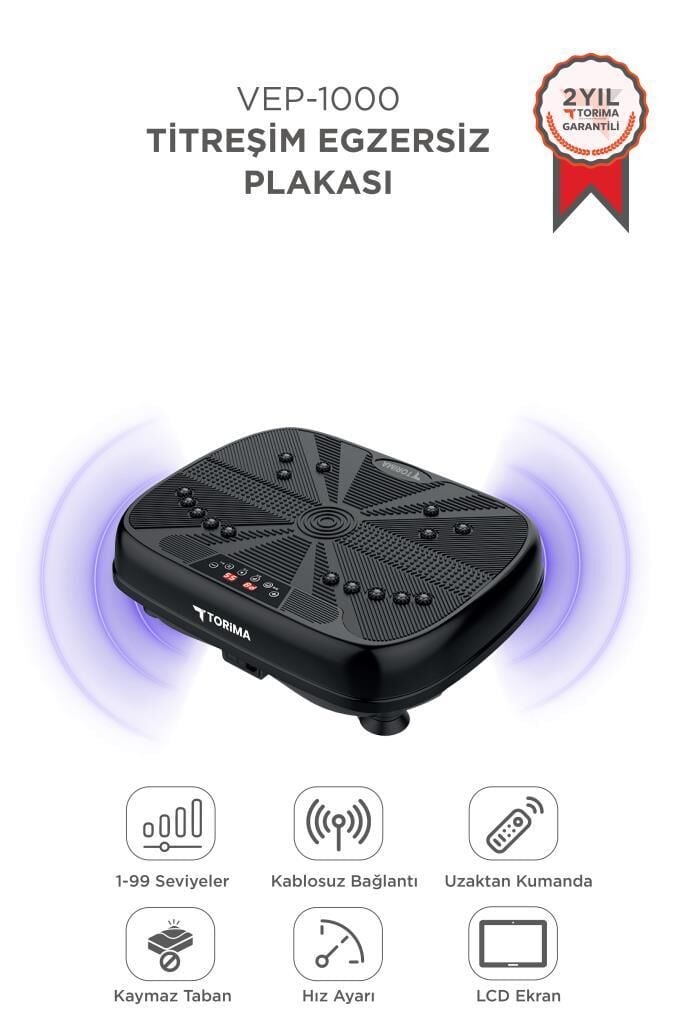 Egzersiz Aleti Kumandalı Yüksek Titreşimli Programlı Kondisyon Aleti VEP1000 Siyah