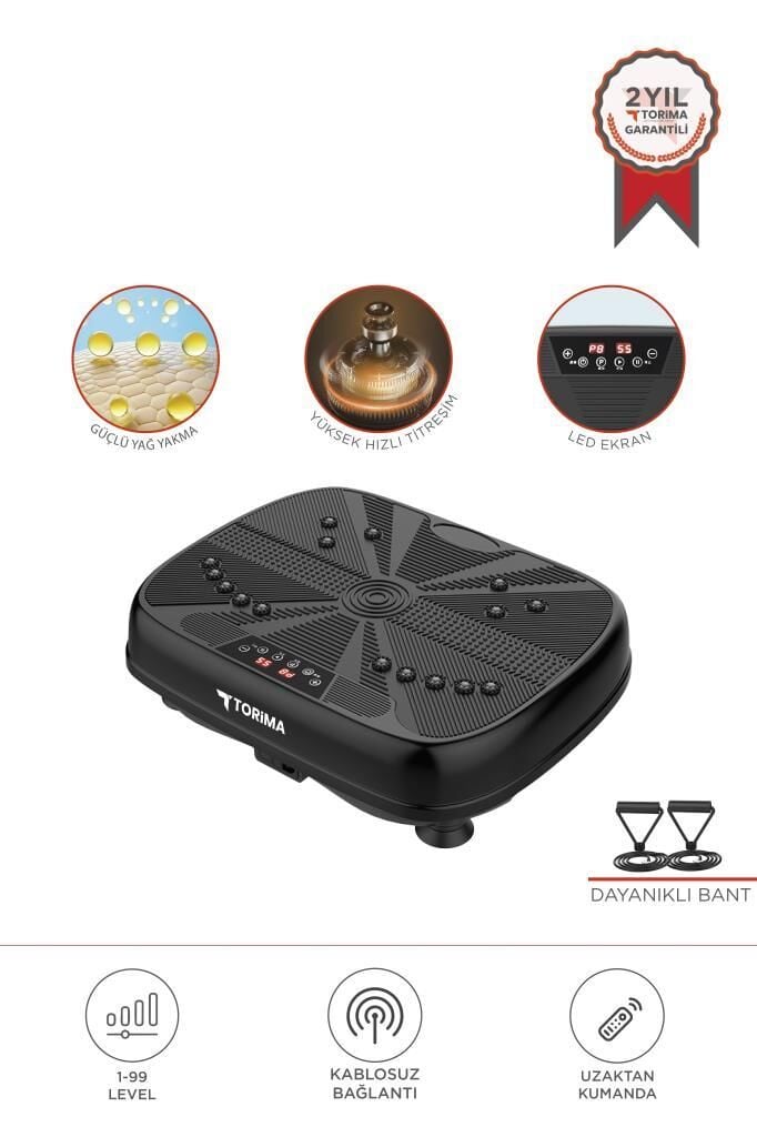 Torima VEP-1000 Siyah Yüksek Titreşimli Programlı Kumandalı Egzersiz Aleti ve Kondisyon Aleti