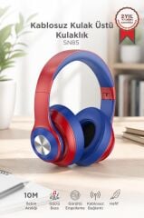 Bluetooth Kulaklık Kulak Üstü Kablosuz Kulaklık SN85 Kırmızı Mavi