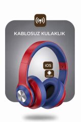 Bluetooth Kulaklık Kulak Üstü Kablosuz Kulaklık SN85 Kırmızı Mavi