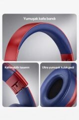 Bluetooth Kulaklık Kulak Üstü Kablosuz Kulaklık SN85 Kırmızı Mavi