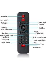 Starry Projektör Led Lazer Uzaktan Kumandalı Kablosuz Hoparlör Gece Lambası LW34 Siyah