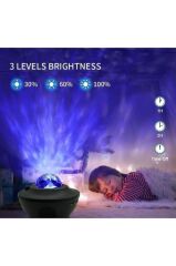Starry Projektör Led Lazer Uzaktan Kumandalı Kablosuz Hoparlör Gece Lambası LW34 Siyah