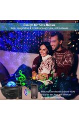 Starry Projektör Led Lazer Uzaktan Kumandalı Kablosuz Hoparlör Gece Lambası LW34 Siyah
