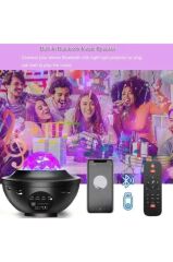 Starry Projektör Led Lazer Uzaktan Kumandalı Kablosuz Hoparlör Gece Lambası LW34 Siyah
