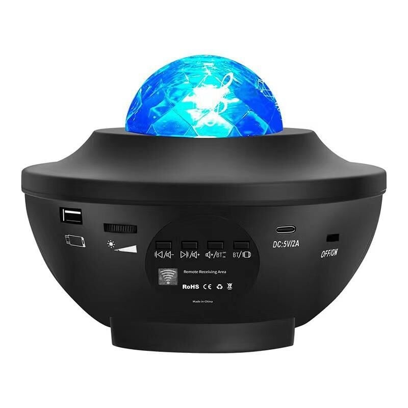 Starry Projektör Led Lazer Uzaktan Kumandalı Kablosuz Hoparlör Gece Lambası LW34 Siyah