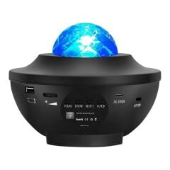 Starry Projektör Led Lazer Uzaktan Kumandalı Kablosuz Hoparlör Gece Lambası LW34 Siyah