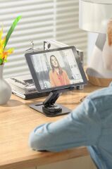 Torima JX-035 Siyah Katlanabilir, Yükseklik Ayarlı Masaüstü Telefon Ve Tablet Standı Metal Tablet / Telefon Tutucu