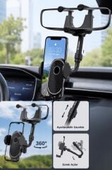 Telefon Tutucu 360 Derece Dönebilen Araç İçi Oto Aksesuarları JX034 Siyah
