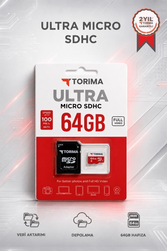 Torima 64 GB Micro Sd Kart Hafıza Kartı 100MB/s Adaptör Dahil