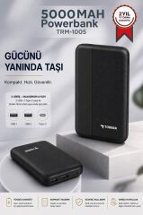 Taşınabilir Batarya 5000 Mah Hızlı Şarj Powerbank TRM-1005 Siyah