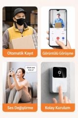 Kapı Zili Kablosuz Akıllı Su Geçirmez Zil X9 Beyaz