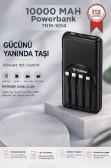 Taşınabilir Batarya 10000 Mah Hızlı Şarj Dijital Göstergeli Magsafe Powerbank TRM-1014 Siyah