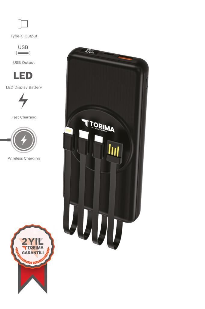 Taşınabilir Batarya 10000 Mah Hızlı Şarj Dijital Göstergeli Magsafe Powerbank TRM-1014 Siyah